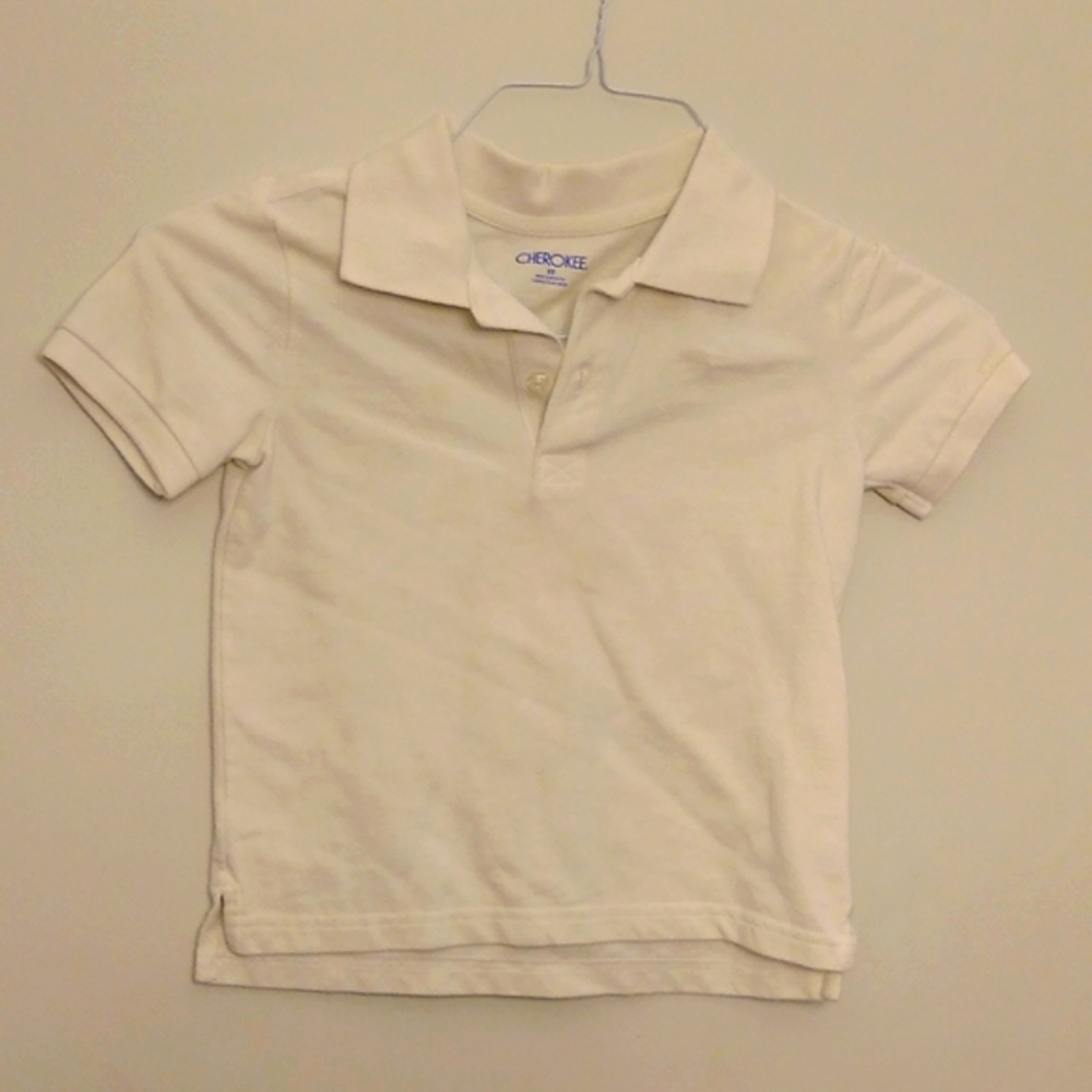 Cherokee boys size 5 white polo shirt